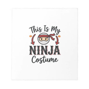 Lustiges Ninja-Kostüm Halloween-Vektordesign_1 Notizblock