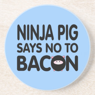 Lustiges Ninja Schwein lehnt Speck ab Sandstein Untersetzer