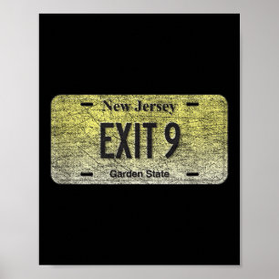Lustiges Nj State Vanity Nummernschild Exit 9 Poster