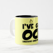 Lustiges OCD Huhn Zweifarbige Tasse (Vorderseite Links)