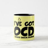 Lustiges OCD Huhn Zweifarbige Tasse (Mittel)