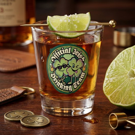 Lustiges offizielles irisches Trinkteam St. Paddy Schnapsglas