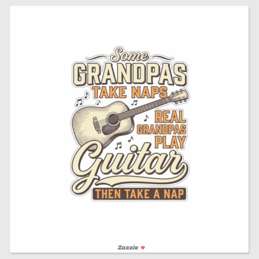 Lustiges Opa-Gitarre Vintage-Gravur-Shirt-Design Aufkleber (Blatt)