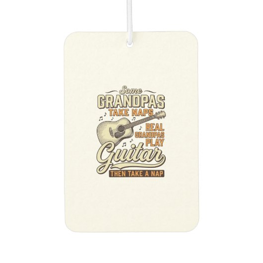 Lustiges Opa-Gitarre Vintage-Gravur-Shirt-Design Autolufterfrischer (Vorderseite)
