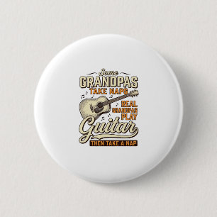 Lustiges Opa-Gitarre Vintage-Gravur-Shirt-Design Button