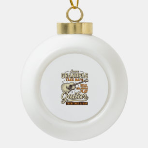 Lustiges Opa-Gitarre Vintage-Gravur-Shirt-Design Keramik Kugel-Ornament