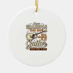 Lustiges Opa-Gitarre Vintage-Gravur-Shirt-Design Keramik Ornament