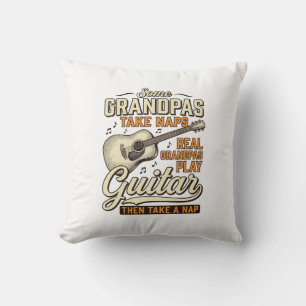 Lustiges Opa-Gitarre Vintage-Gravur-Shirt-Design Kissen