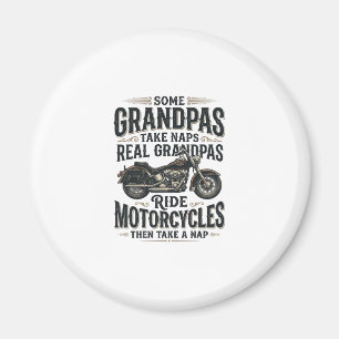Lustiges Opa Motorrad Nickerchen Vintage Vektor De Magnet