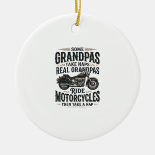 Lustiges Opa-Motorrad-Nickerchen Vintage-Vektordes Keramik Ornament