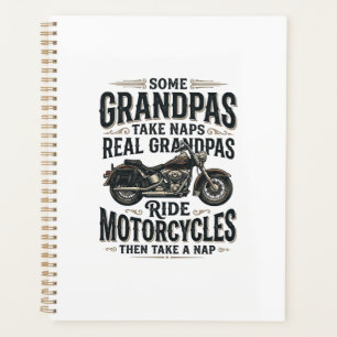 Lustiges Opa-Motorrad-Nickerchen Vintage-Vektordes Planer