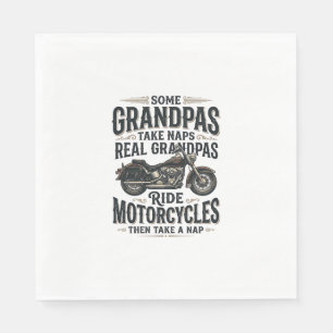 Lustiges Opa-Motorrad-Nickerchen Vintage-Vektordes Serviette