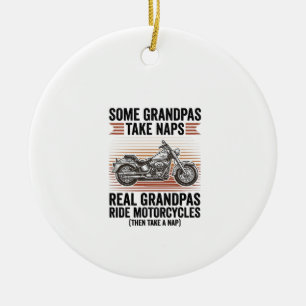 Lustiges Opa-Motorrad Vintage-Gravur T-Shirt Keramik Ornament