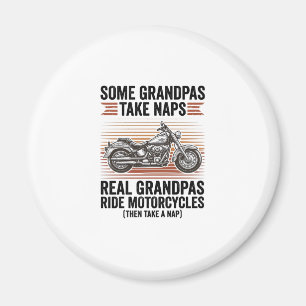 Lustiges Opa-Motorrad Vintage-Gravur T-Shirt Magnet