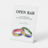 🌈 Lustiges Open-Bar-Schild Intertwined in Pride Sockelschild (Vorderseite)