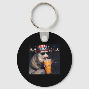 Lustiges Opossum-Eiskaffee-Meme Retro Urban Gen Z Schlüsselanhänger