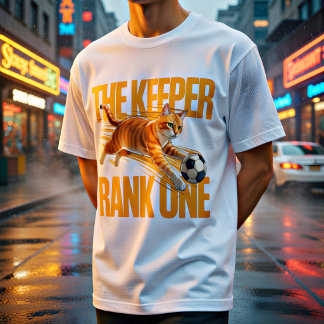 Lustiges Orange Katzen Fußball Torwart Geschenk T-Shirt