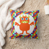 Lustiges orange Monster-Geschöpf-helle Farbblöcke Kissen (Decke)