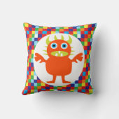 Lustiges orange Monster-Geschöpf-helle Farbblöcke Kissen (Rückseite)