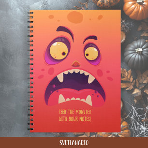 Lustiges orange Monster Halloween-Notizbuch Notizblock