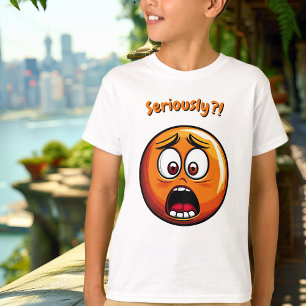 Lustiges Orange Schockiert Emoji Kinder T-Shirt