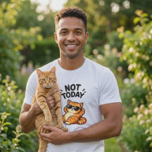 Lustiges Orange Tabby-Katze Nicht Heute T-Shirt