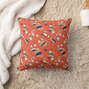 Lustiges orangefarbenes Monster mit schreiendem Ge Kissen