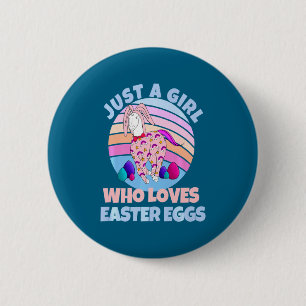 Lustiges Oster-Einhorn-Hasen-Ei Glücklich Button