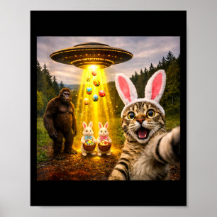 Lustiges Oster-Tages-Katzen-Selfie mit Leprechaun Poster