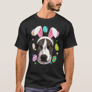Lustiges Osterei Hase Ohr Pit Bull Hund Gesicht Os T-Shirt