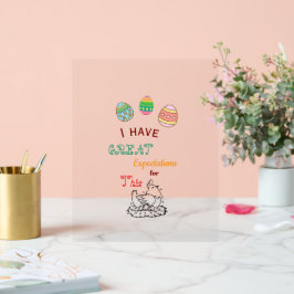 Lustiges Ostern Ei-Zitierte Erwartungen Cute Oster Acrylschild