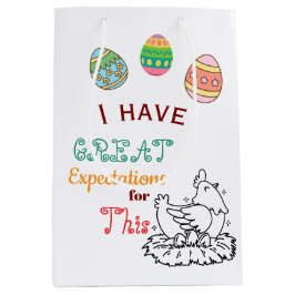 Lustiges Ostern Ei-Zitierte Erwartungen Cute Oster Mittlere Geschenktüte