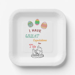 Lustiges Ostern Ei-Zitierte Erwartungen Cute Oster Pappteller