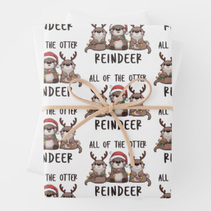 Lustiges Otter-Rentier-Weihnachts-Tier  Geschenkpapier Set