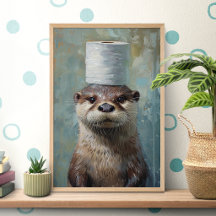 Lustiges Otter Toilettenpapier Poster