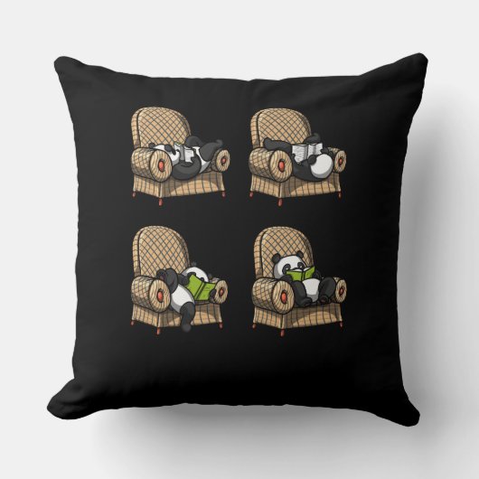 Lustiges Panda-Bärn-Buch-Lesetier Kissen (Vorderseite)