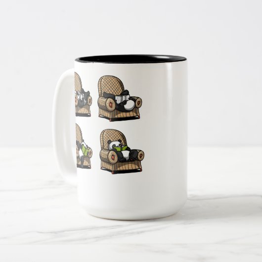 Lustiges Panda-Bärn-Buch-Lesetier Zweifarbige Tasse (Vorderseite Links)