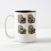 Lustiges Panda-Bärn-Buch-Lesetier Zweifarbige Tasse (Links)