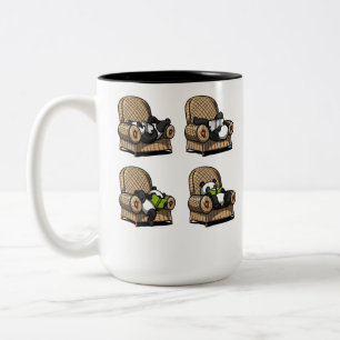 Lustiges Panda-Bärn-Buch-Lesetier Zweifarbige Tasse