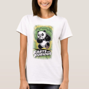 Lustiges Panda-Design über Furzen auf Schwarz T-Shirt