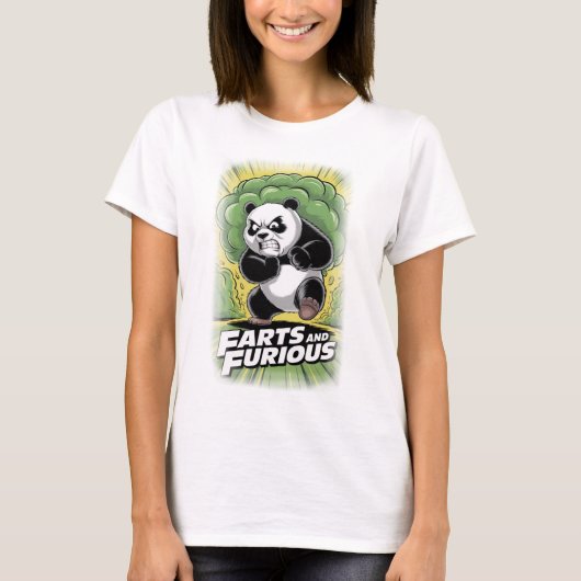 Lustiges Panda-Design über Furzen auf Schwarz T-Shirt (Vorderseite)
