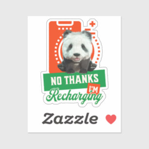 Lustiges Panda Introvert Batterie Aufladung Design Aufkleber