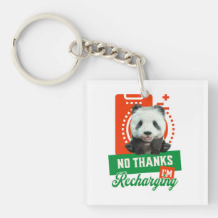 Lustiges Panda Introvert Batterie Aufladung Design Schlüsselanhänger