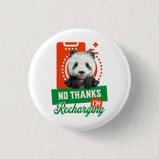 Lustiges Panda Introvertierte Batterie aufladen De Button (Vorderseite)
