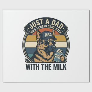 Lustiges Papa Deutscher Schäferhund Milch Retro-Sh Geschenkpapier