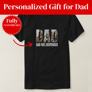 Lustiges Papa-Foto-Collage-T-Shirt Papa-Treibstoff T-Shirt