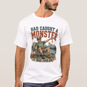 Lustiges Papa-hat-einen-Monster-gefangen-Angler-T- T-Shirt