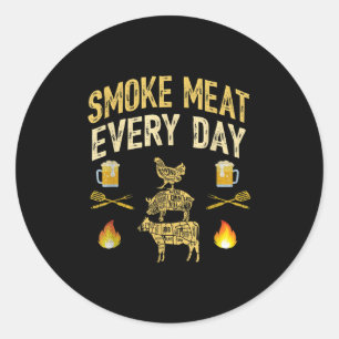 Lustiges Papa-Hemd Männer lieben BBQ Smoke Meat je Runder Aufkleber