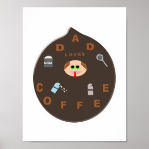 Lustiges Papa-Monster-Liebt-Kaffee-Plakat Poster