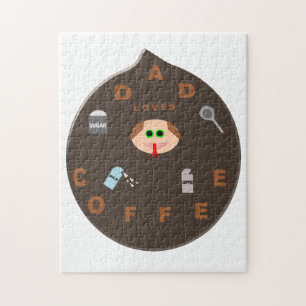 Lustiges Papa-Monster-Liebt-Kaffee-Puzzle Puzzle